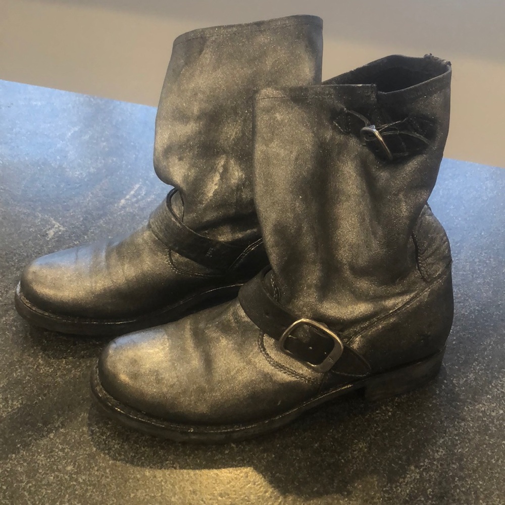 Metallic Frye Veronica Slouch Ankle Boots